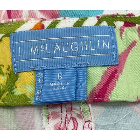 J. Mclaughlin Colorful Tropical Patchwork Preppy Cotton Mini Skirt Size 6 - Picture 4 of 6